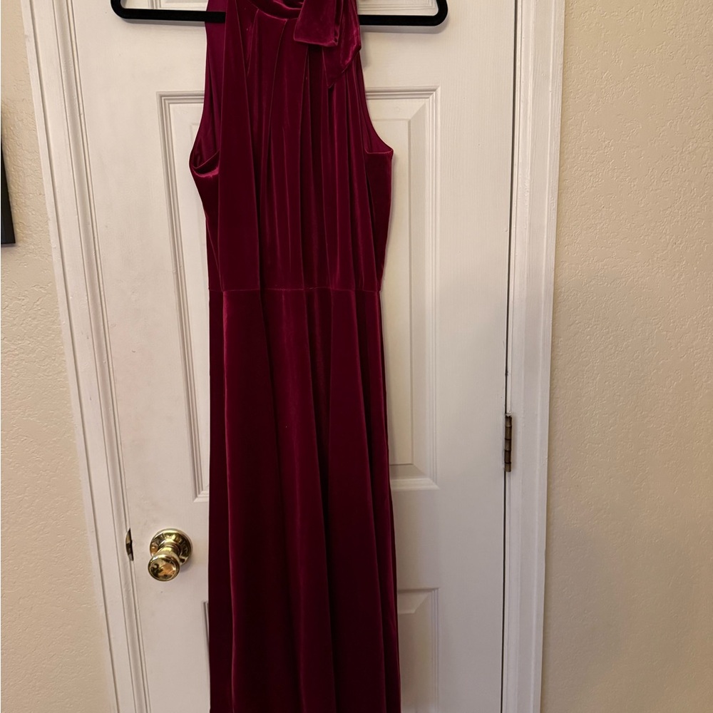 Maggy London Deep Rose Velvet Midi Dress